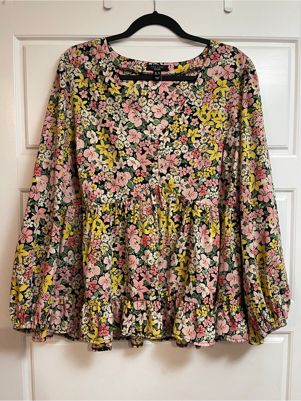 New Look Curves Floral Peplum Blouse